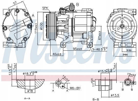 Nissens 89405 Компресор кондиціонера fiat bravo ii 07-/doblo 01-
