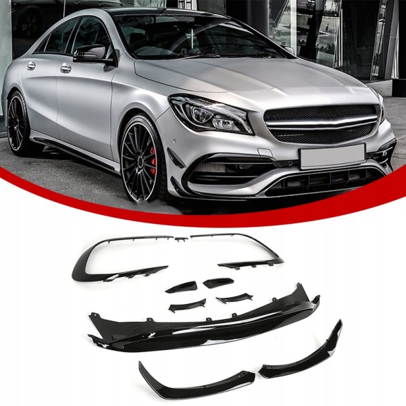 Китай MERCEDES CLA A45 W117 SPLITTERY KOMPLET BODYKIT LOTKA CZARNY POŁYSK Спойлер для автомобіля Mercedes CLA A45 чорний глянець, повний комплект обвісу