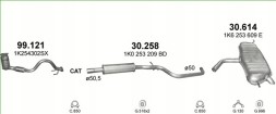 Polmo 30.614 Глушник кінцевий vw golf v + гольф v plus об.1,4