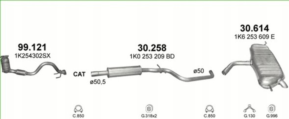 Polmo 30.614 Глушник кінцевий vw golf v + гольф v plus об.1,4