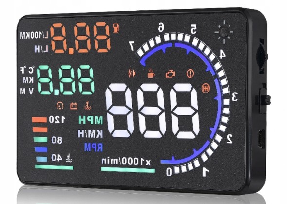 Philips ДИСПЛЕЙ ПРОЄКТОР LED LCD A8 HUD OBD2 5.5'' ГОДИННИК HEAD-UP DISPLAY