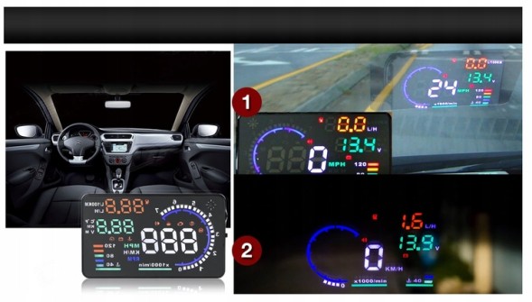 Philips ДИСПЛЕЙ ПРОЄКТОР LED LCD A8 HUD OBD2 5.5'' ГОДИННИК HEAD-UP DISPLAY