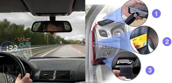 Philips ДИСПЛЕЙ ПРОЄКТОР LED LCD A8 HUD OBD2 5.5'' ГОДИННИК HEAD-UP DISPLAY