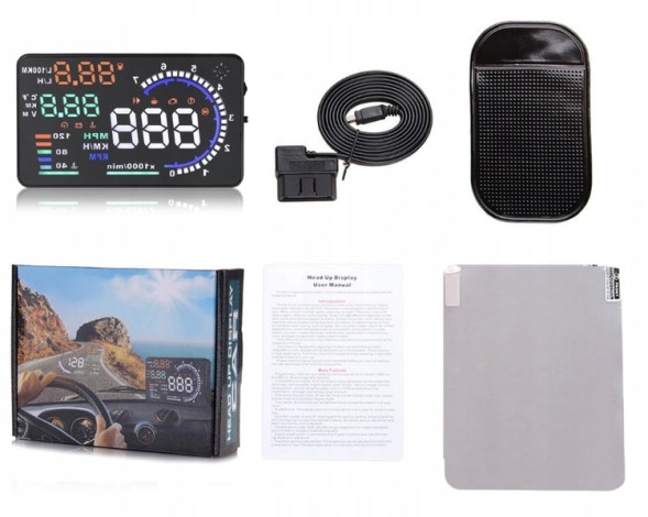 Philips ДИСПЛЕЙ ПРОЄКТОР LED LCD A8 HUD OBD2 5.5'' ГОДИННИК HEAD-UP DISPLAY