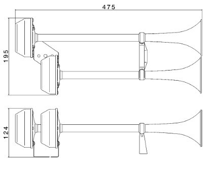 Beam 1592033522 ЕЛЕКТРИЧНІ СИГНАЛИ 12V VEGA DUAL НЕРЖАВІЮЧА СТАЛЬ 41 І 47,5 СМ FIAMM