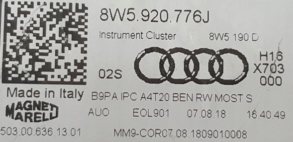 Audi OE Лічильник годинників Audi S4 B9 S5 F5 TFSI 8W5920776J