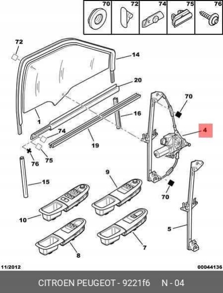 Peugeot OE Механізм скла Peugeot 9221F6 9633879080 Оригінал