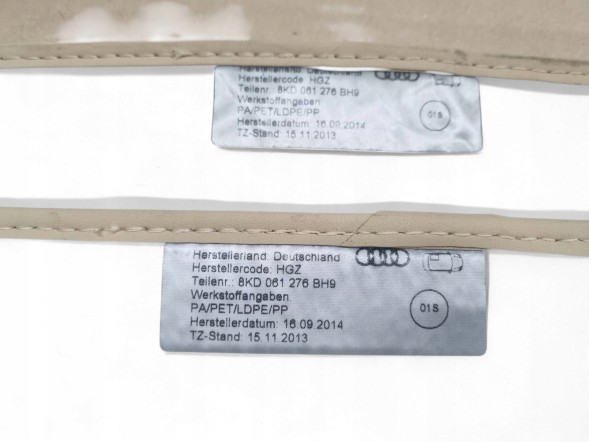 Audi OE AUDI A4 B8 8K КОМПЛЕКТ ВЕЛЮРОВИХ КОВРИКІВ ЗАДНІХ OEM 8KD061276