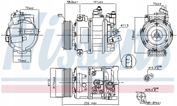 Nissens 890633 Компресор кондиціонера nissens 890633 890633