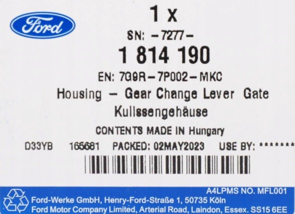 Ford OE 7G9R-7P002-MKC Кришка сильфона важеля КПП S-max Galaxy