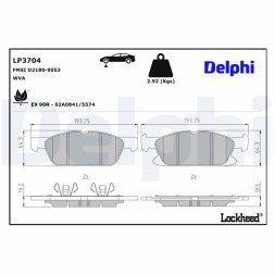 LP3704 DELPHI Комплект гальмівних колодок з 4 шт дисків