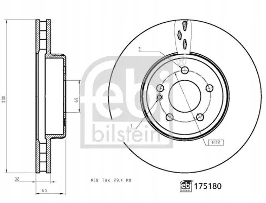 Febi bilstein 175180 Гальмівний диск 175180 febi bilstein