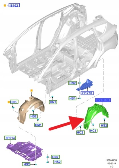 Ford OE AM51-R278B51-AG AM5Z58278B51B АРКА ЗАДНЬОГО ЛІВОГО КРИЛА FORD C-MAX 2010- ОРИГІНАЛ OE 2215305 _ AM51-R278B51-AG