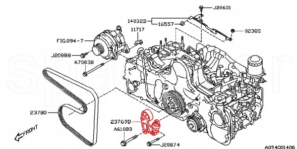 Subaru OE 23769AA070 НАТЯГУВАЧ РЕМЕНЯ ПК НАВІСНОГО ОБЛАДНАННЯ ПК 2.0Л ДИЗЕЛЬ EE20Z SUBARU FORESTER OUTBACK XV