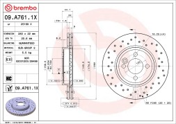 09 A761 1X BREMBO Диск гальмівний