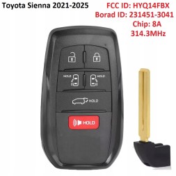 Chiny Ключ-пульт Toyota Sienna 2021-2025, FCC ID: HYQ14FBX, ID 8A, 314.3 МГц