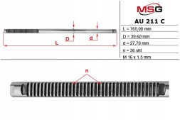 MSG AU211C Планка зубчаста рульової передачі VW Passat B5 96-05, Skoda Superb -08