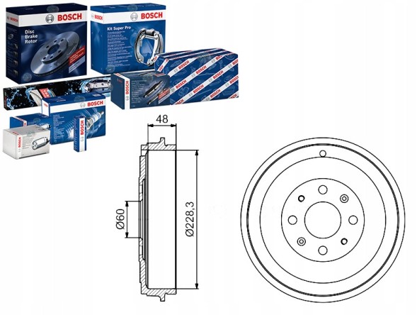 Bosch BOS0 986 477 208/RS1 Комплект гальмівних барабанів bosch 568000 55704058 5