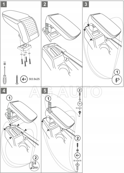 Rati C05377A Підлокітник RATI Стандарт тканина, VW Touran 2003-2015; VW Caddy 2004-2020