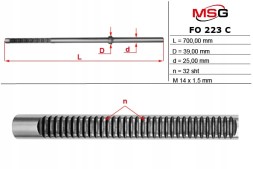 MSG FO223C Планка зубчаста рульової передачі Ford Focus III, C-MAX -10, Focus II