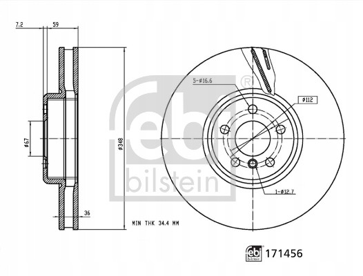 Febi bilstein 171456 Гальмівний диск bmw x3 g01 xdrive 20 d mild-hybrid 04.20- передній правий