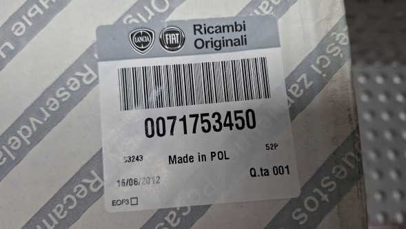 Fiat OE S26340799 ШКІРЯНЕ КЕРМО ЧОРНЕ 71753450 FIAT 500 2007-