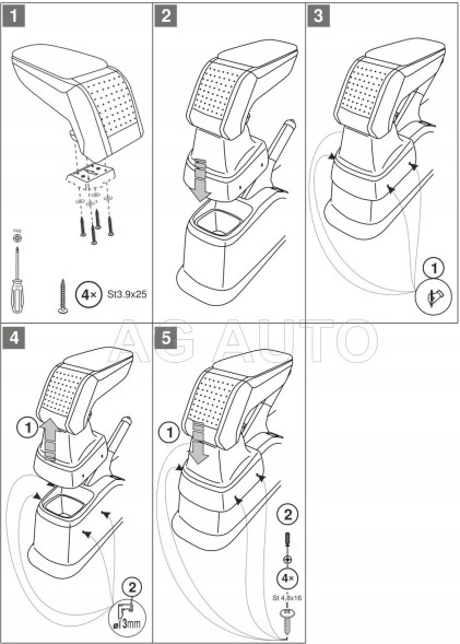 Rati C05502A Підлокітник RATI Стандарт тканина, Fiat Sedici, Suzuki SX4, 2006-2014