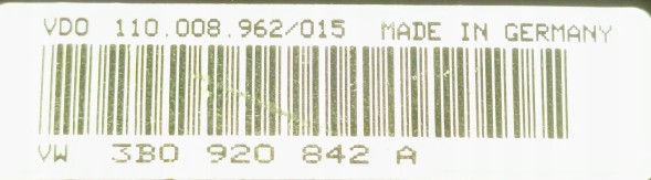Volkswagen OE 3B0920842A 110.008.962/015 Z PIN przygotowany w SDK СПІДОМЕТР VW PASSAT B5 3B0920842A З ВАШИМ ПРОБІГОМ ТА PIN-КОДОМ
