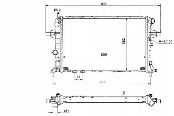 NRF 53898 (NRF) 93277996 121065A 121065 121074 Nrf радіатор opel astra g 2.0d b nrf