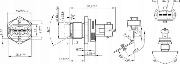 0 281 002 920 BOSCH ДАТЧИК ТИСКУ ПАЛИВА ALFA ROMEO FIAT OPEL
