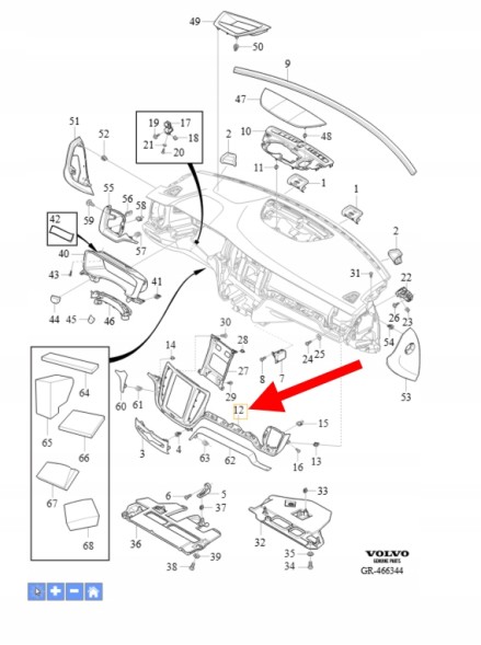 Volvo OE ПЛАНКА ПАНЕЛІ ПРИЛАДІВ VOLVO S60 V60 2019- OEM/OE 32277319