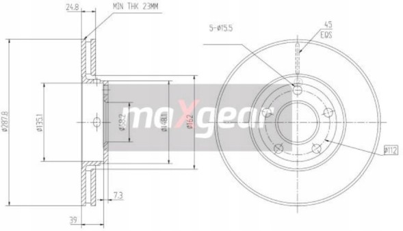 Maxgear 19-0652 + 19-0683 AUDI A4 Колодки + диски передні maxgear AUDI A4 B6 288 мм