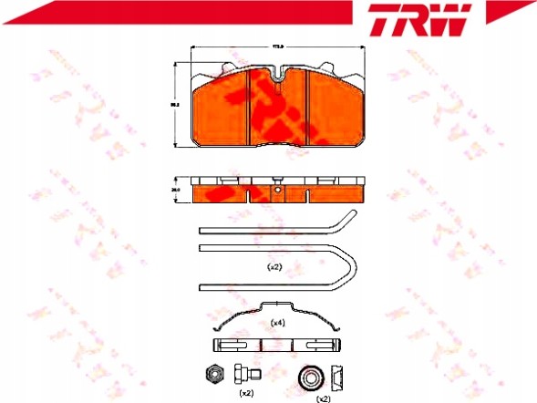 TRW PRO/GDB5069 TRW Гальмівні колодки iveco передня задня єврокарго 00- trw + асистент зіткнення #34