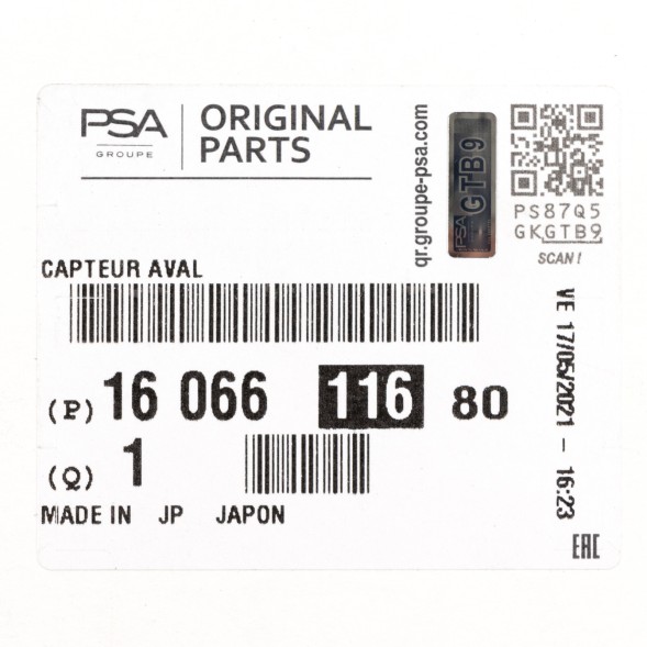 Citroen OE OR 1606611680 ДАТЧИК ТЕМПЕРАТУРИ ВИХЛОПНИХ ГАЗІВ CITROEN JUMPER 06- ФІЛЬТР DPF 2.2 HDI 1606611680