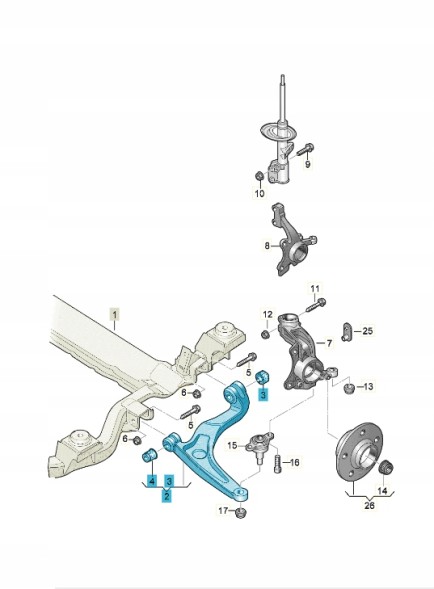 Volkswagen OE 7E8407151B Поперечний важіль ASO VW