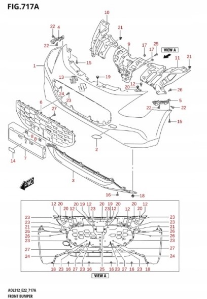 Suzuki OE 71721-69T00-5PK SUZUKI SWIFT 2022- - РЕШІТКА ПОВІТРОЗАБІРНИКА НИЖНЯ