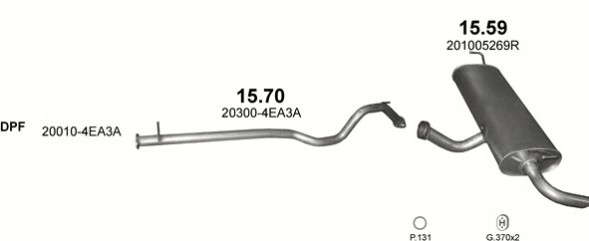 Polmostrów 15.59 Глушник кінцевий nissan qashqai +renault kadjar об.1,5+1,6 dci від 2013р.