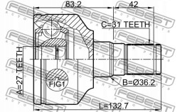 Febest 2711-XC70LH Febest шарнір гомокінетичний внутрішній лівий