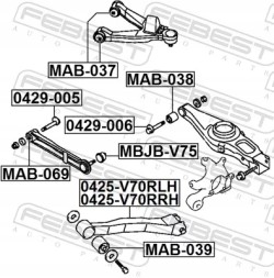 Febest 0425-V70RLH Задній лівий тяговий штир 0425-v70rlh fbt