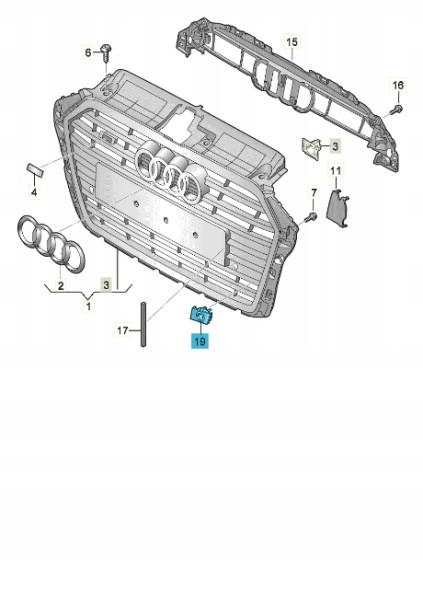 Audi OE НОВИЙ ОРИГІНАЛЬНИЙ AUDI 8V5919267F1RR ЕЛЕМЕНТ КРІПЛЕННЯ СІРИЙ PLATINUM