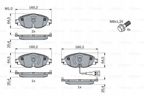 CHINA 0 986 494 660 + 0 986 479 088 SKODA KAROQ (NU7) Накладки + диски передні bosch skoda karoq 288 мм
