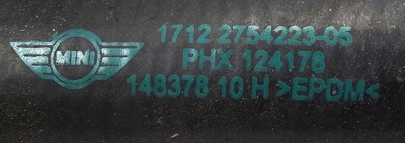 Mini OE 2754223 MINI ORG ЕЛАСТИЧНИЙ ПРОВІД ТРУБА СИСТЕМИ ОХОЛОДЖЕННЯ MINI R55 R56 R57 R58 R59