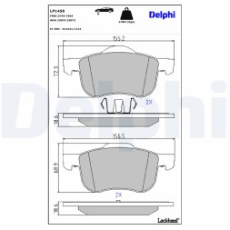 LP1458 DELPHI Комплект гальмівних колодок з 4 шт дисків