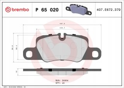 Brembo P 65 020 Гальмівні колодки задні porsche panamera