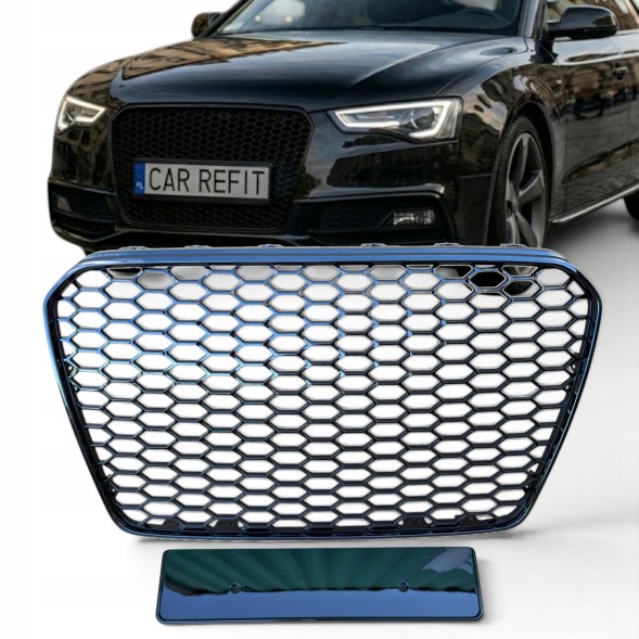 Китай Plaster Miodu Grill Audi A5 8T 2013 - 2016 Решітка радіатора "Стільники" для Audi A5 8T 2013-2016, чорний глянець, спортивна решітка бампера RS