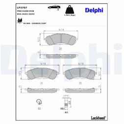 LP3707 DELPHI Комплект гальмівних колодок з 4 шт дисків