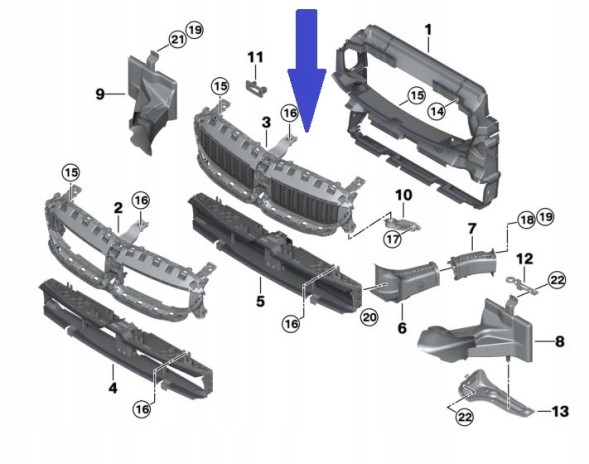 BMW OE BMVU51749465188 ГРИЛЬ АТРАПА РОЛЕТА ЖАЛЮЗІ СИЛОВИЙ ВПУСК BMW 3 G20 G21 51749465188