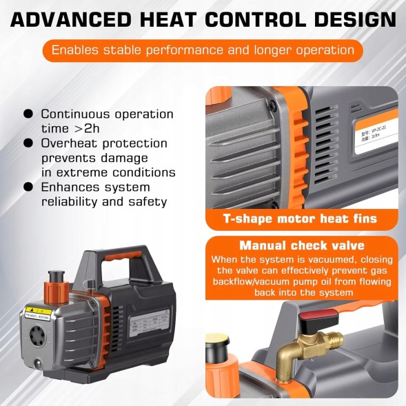 HVAC VP-1ZBP ВАКУУМНИЙ НАСОС 18V 2CFM 0.25HP 1-СТУПЕНЕВИЙ ДЛЯ ІНСТРУМЕНТІВ HVAC