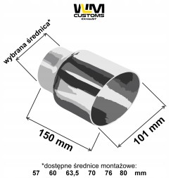 WLM Customs WLM-CH101DWP Кінець вихлопу WLM 101мм полірований прямий двошаровий