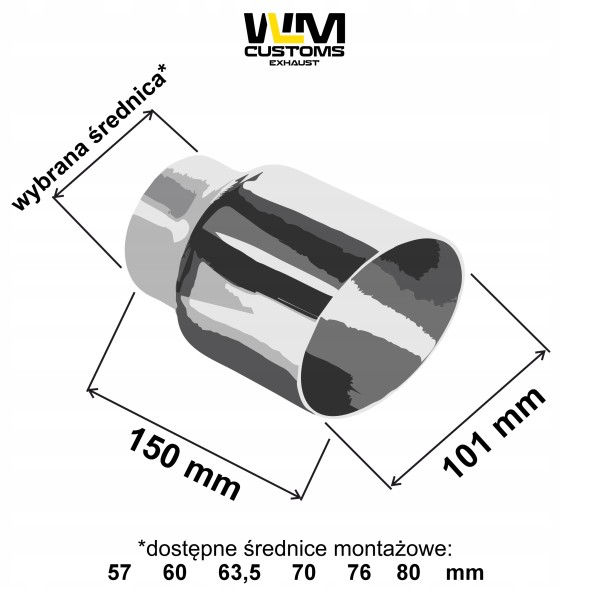 WLM Customs WLM-CH101DWP Кінець вихлопу WLM 101мм полірований прямий двошаровий